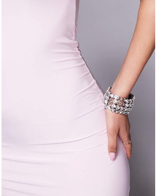 Fashionkilla Purple Exclusive Slinky Double Sculpted Bandeau Maxi Dress
