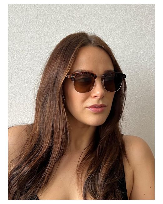 SVNX Brown Half Frame Wayfarer Style Sunglasses