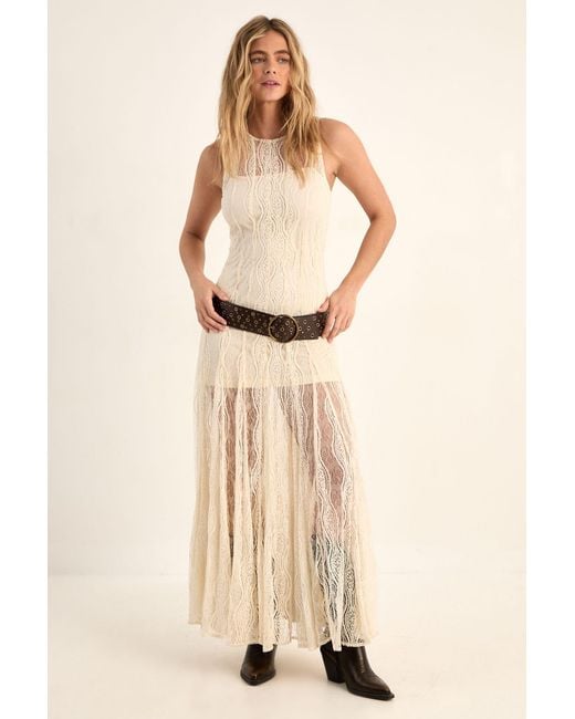 Nasty Gal Natural Vintage Lace Godet Hem Maxi Dress