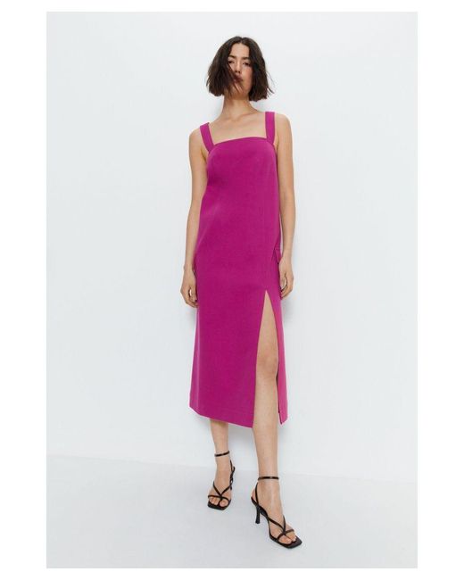 Warehouse Pink Premium Tailored Cargo Midi Dress