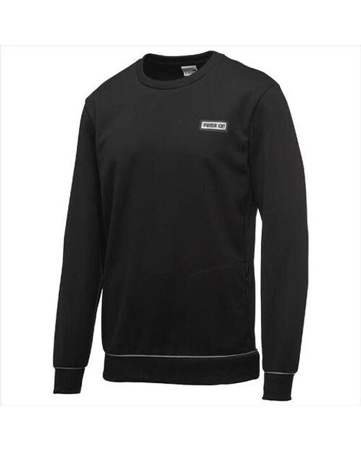 PUMA Black Icny Logo Ls Sweatshirt Top Jumper Pullover 568916 01 Ee140 Textile for men