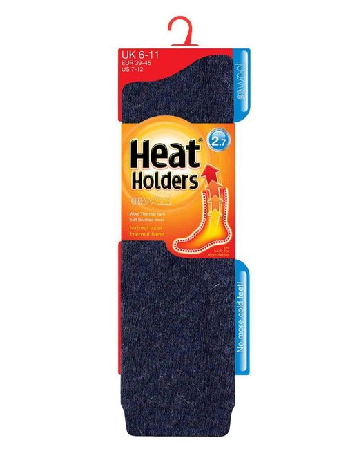 Heat Holders Blue Extra Long Heavy 2.7 Tog Knee High Thermal Wool Rich Socks for men