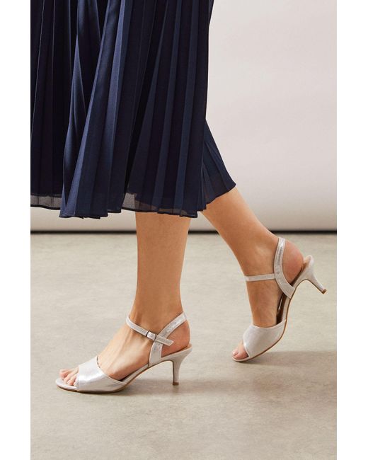 Good for the Sole Blue Sharon Metallic Medium Heel Sandals