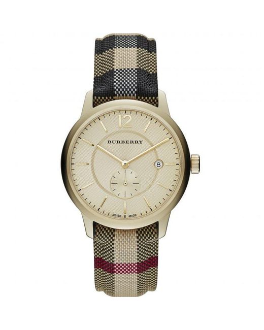 Burberry Metallic Bu10001 The Classic Horseferry Case Watch Leather for men
