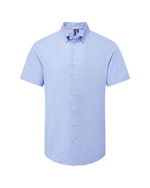 PREMIER Blue Supreme Oxford Short-Sleeved Formal Shirt (Oxford) for men