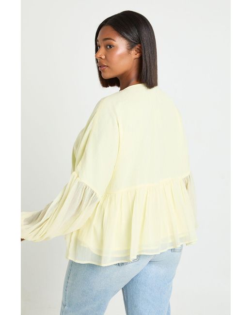 Boohoo White Plus Chiffon Ruffle Plunge Blouse