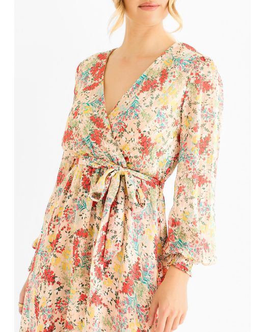 Gini London White Multi Jacquard Chiffon Midi Dress