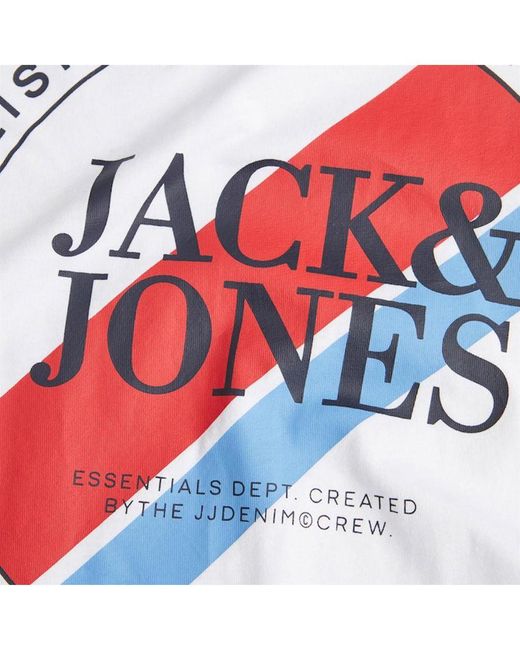 Jack & Jones White Crew Neck Logo T-Shirts for men