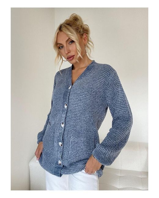 Everyday the Label Dames V-hals Knopen Vest Met Zakken in het Blue