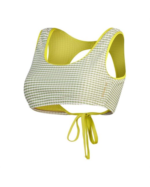 Speedo Yellow Wrap Tie Back Bikini Top Horizontal Stripe