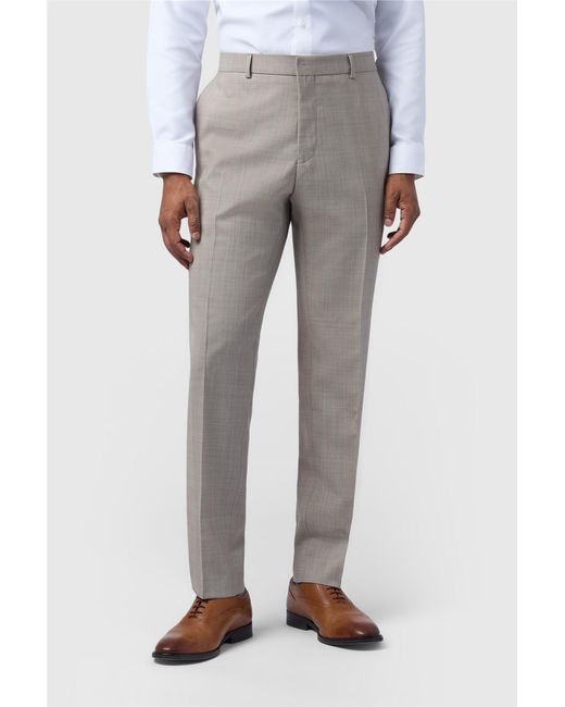 Ted Baker Gray Flat Fronted Slim Fit Suit Trousers for men