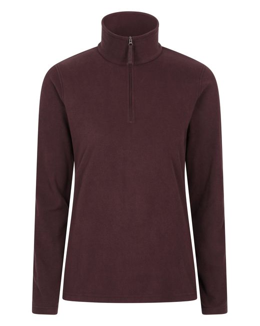 Mountain Warehouse Brown 'Camber' Striped Fleece Top Half Zip Quick Dry Breathable Sweater