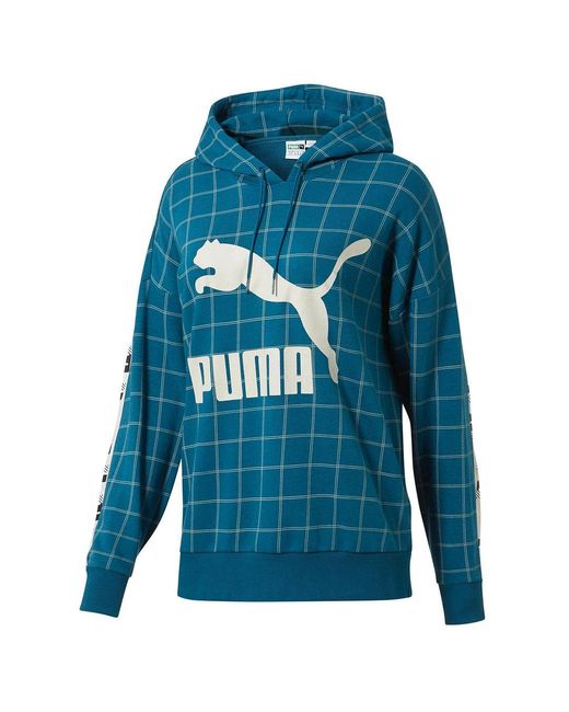PUMA Blue Graphic Logo Long Sleeve Pullover Hoodie 578339 03 Cotton
