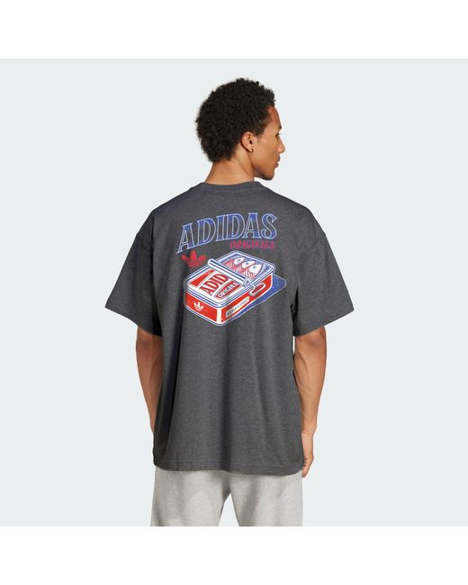 Adidas Originals Gray Sardines Graphic Tee for men