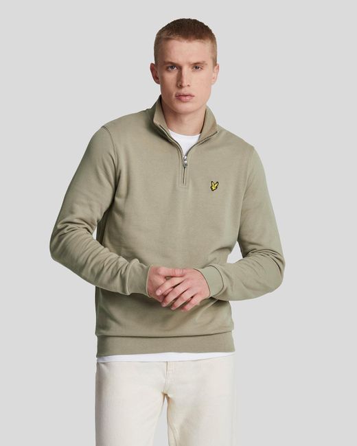 Lyle & Scott Green Loopback 1/4 Zip Sweatshirt for men