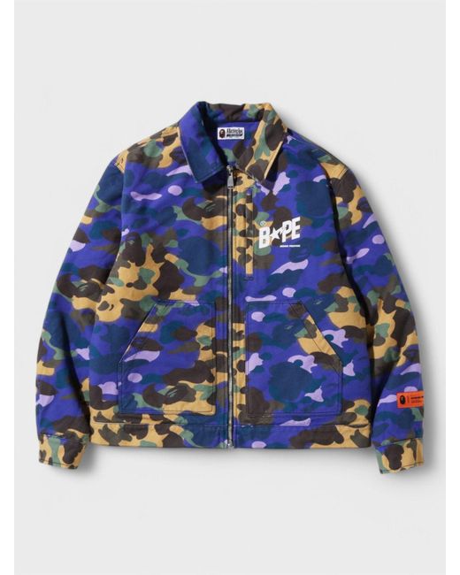 Heron Preston Blue Bape X Mix 1St Camo Duck Trucker Jacket for men