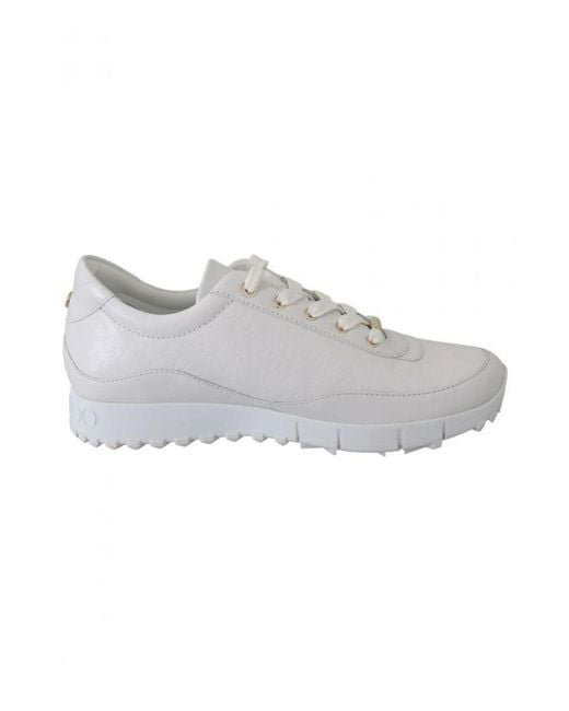 Jimmy Choo Gray White Leather Monza Sneakers