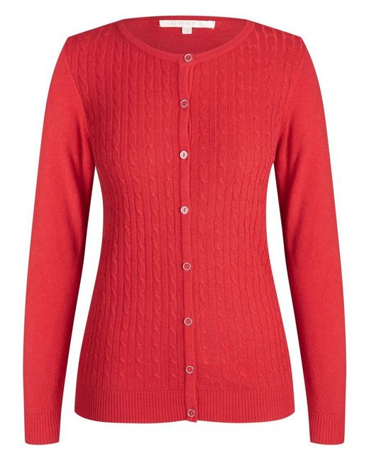 Noni B Red Long Sleeve Cable Knitwear Cardigan