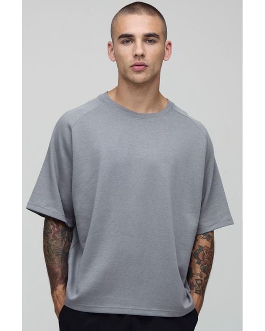 BoohooMAN Gray Oversized Boxy Premium Interlock T-Shirt for men