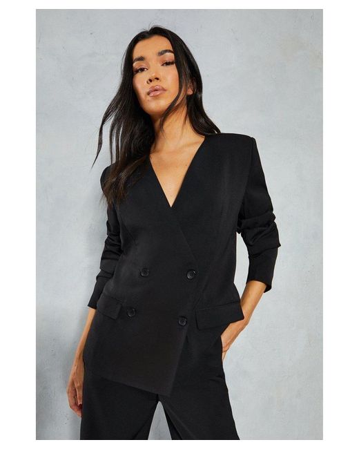 MissPap Black Tailored Double Breasted Boxy Blazer