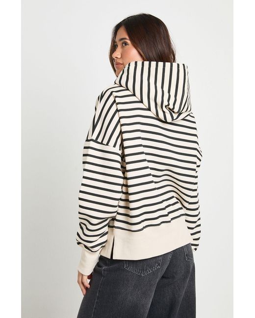 Boohoo Natural Stripe Oversized Hoodie