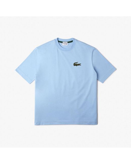 Lacoste Blue Loose Fit Large Crocodile Organic T-Shirt for men