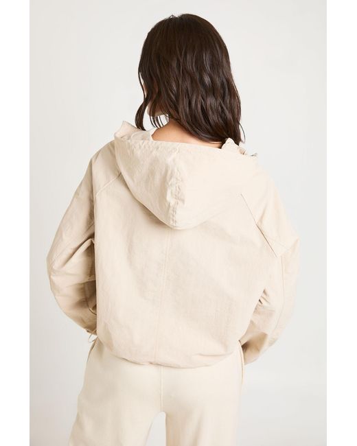 Boohoo Natural Nylon Zip Through Track Top