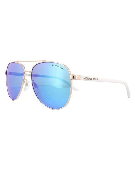 Michael Kors Blue Aviator Rose Mirror Sunglasses Metal