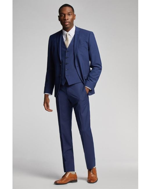 Antique Rogue Blue Single Breasted Long Sleeve Two Button Regular Suit Jacket for men