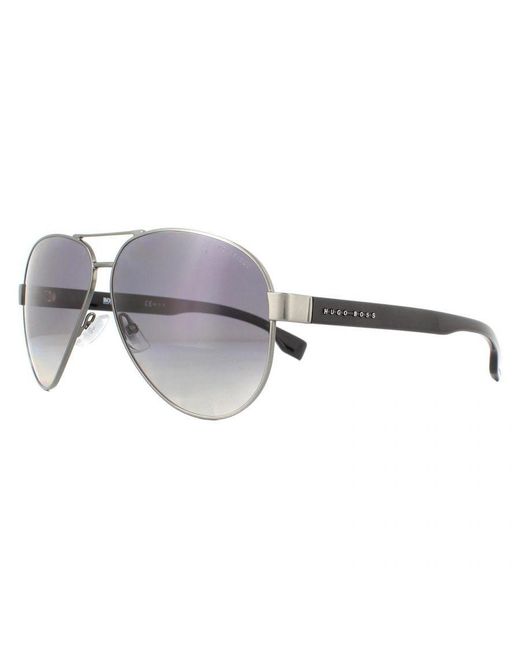 Boss Gray Sunglasses 1241/S R80 Wj Matte Dark Ruthenium Gradient Polarized Metal for men