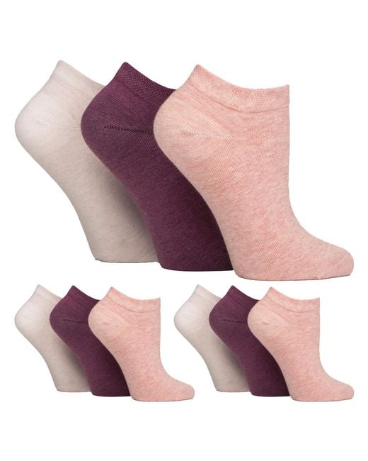 IOMI Purple 9 Pack Diabetic Trainer Socks