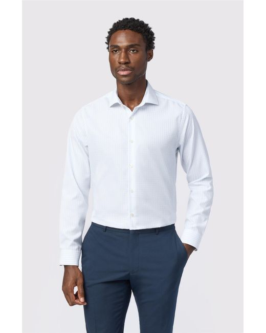 Alexandre Silver Label White Long Sleeve Checked Tailored Formal Shirt for men