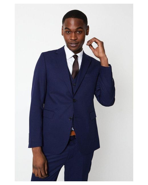 Burton Blue Slim Fit 2 Button Suit Jacket for men