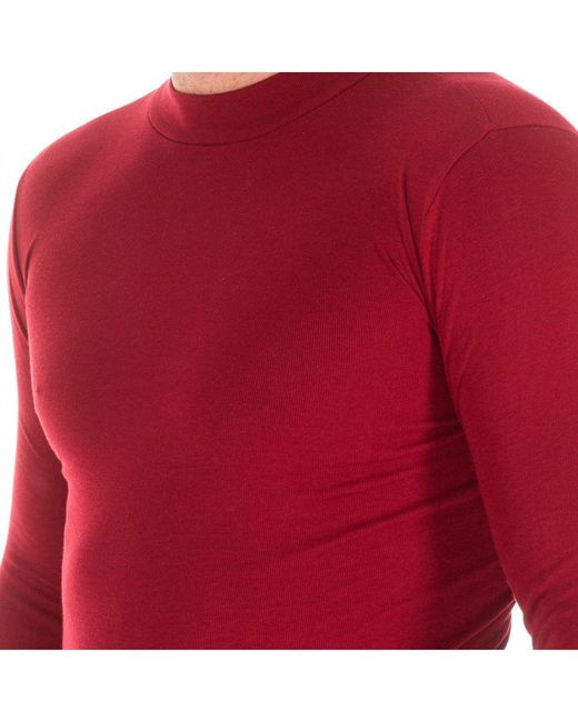 Kisses&Love Red Long Sleeve T-Shirt With A Medium High Neck 1625-H for men