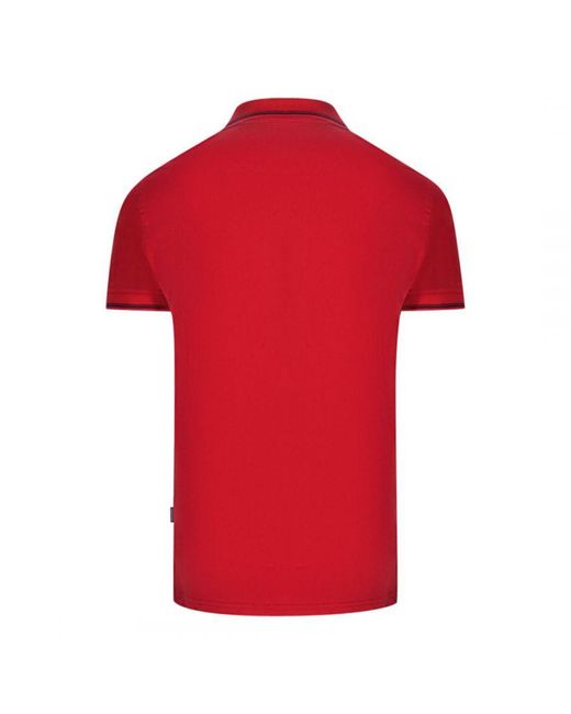 Aquascutum Red Aldis Tipped Polo Shirt Cotton for men