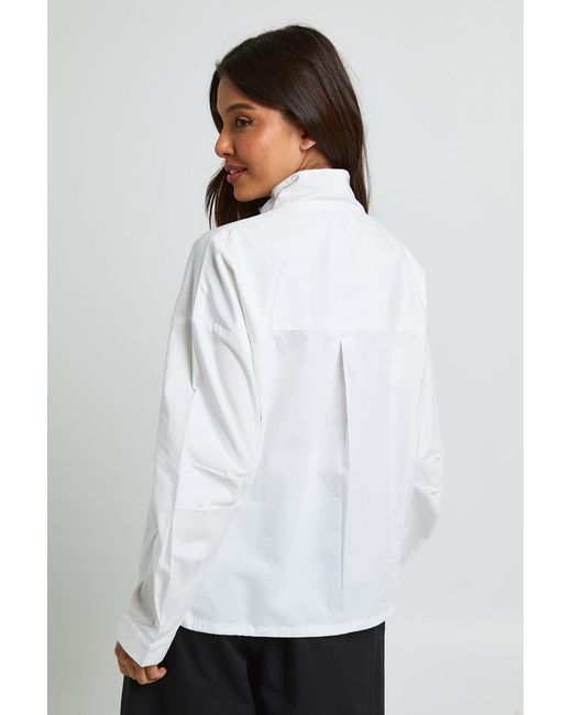 Boohoo Black Cotton Funnel Neck Shirt