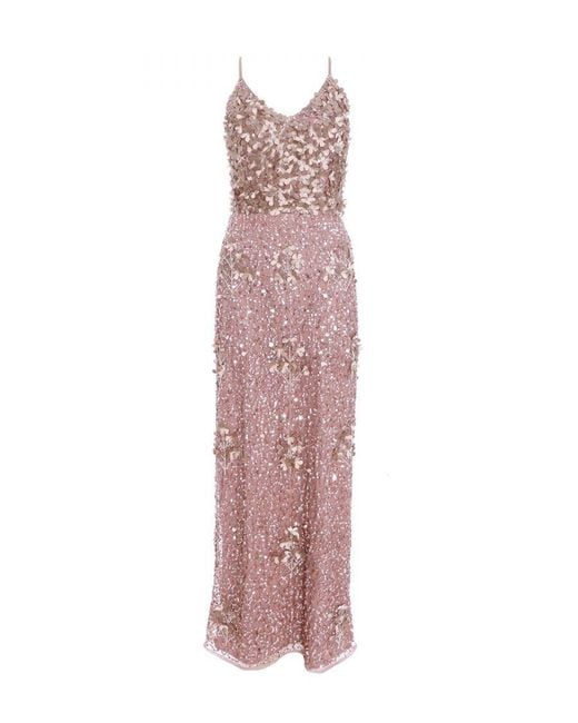 quiz pink sequin dress Quiz Curve Embellished Maxi Dress in Pink