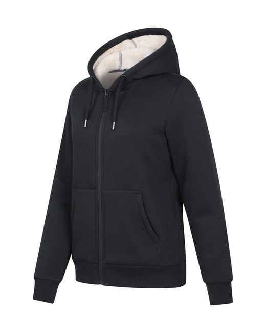 Mountain Warehouse Blue 'Dalton' Sherpa Lined Hoodie Adjustable Hood Warm Cosy Jumper