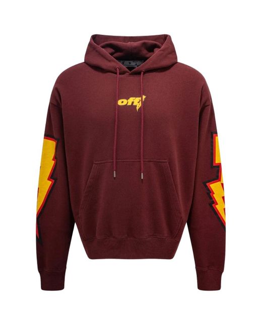 Off-White c/o Virgil Abloh Thunder Stable Skate Fit Burgunderroter Kapuzenpullover in het Red voor heren