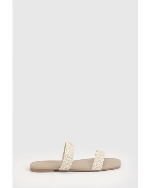 Boohoo Natural Crochet Double Strap Sliders