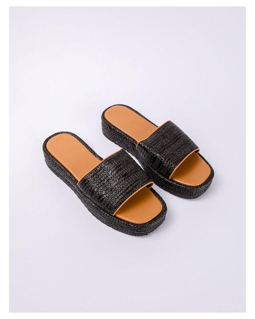 Blue Vanilla Black Vanilla Woven Front Slip On Sandal