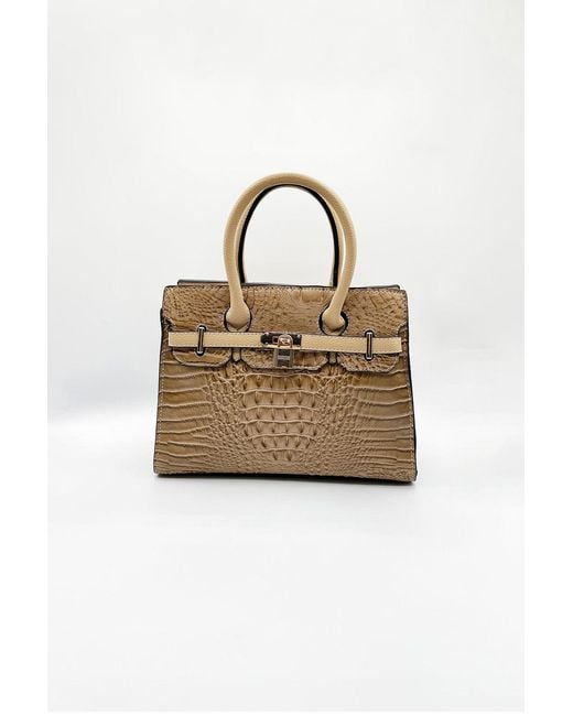 SVNX Natural Crocodile-Print Handbag