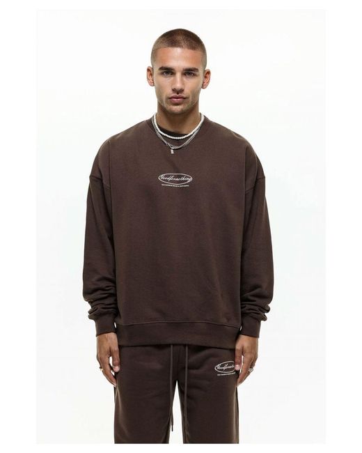 Good For Nothing Brown Cotton Blend Crew Neck Sweatshirt for men