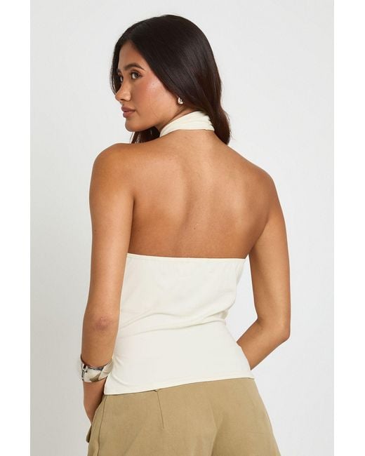 Boohoo White Halterneck Knot Front Top