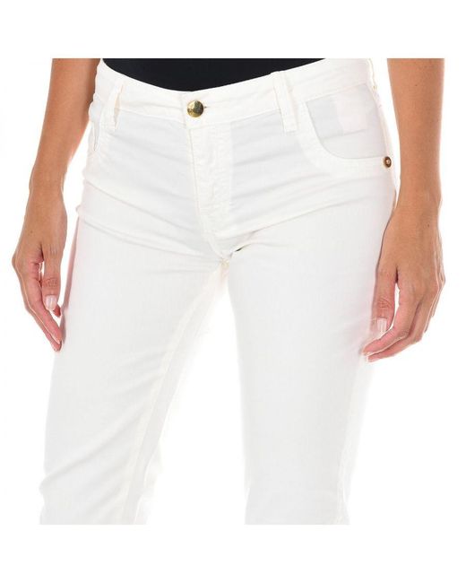 Met White Long Denim Pants Made Of Elastic Fabric 70Db50192-T092