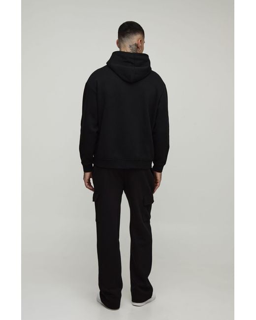 BoohooMAN Black Tall Basic Straight Leg Cargo Sweatpants for men