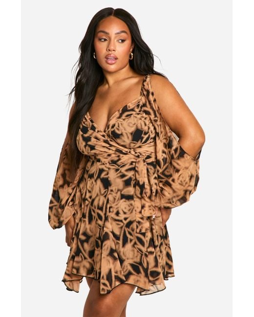 Boohoo Plus Size Boohoo Animal Print Wrap Dress Boohoo Plus Floral