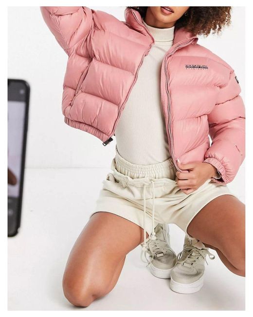 Napapijri Pink Box Cropped Puffer Jacket