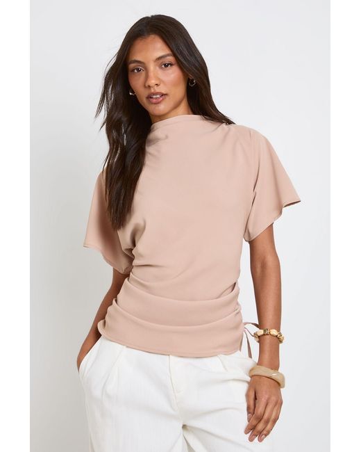 Boohoo Natural Tall Loose Ruched Side Body Top