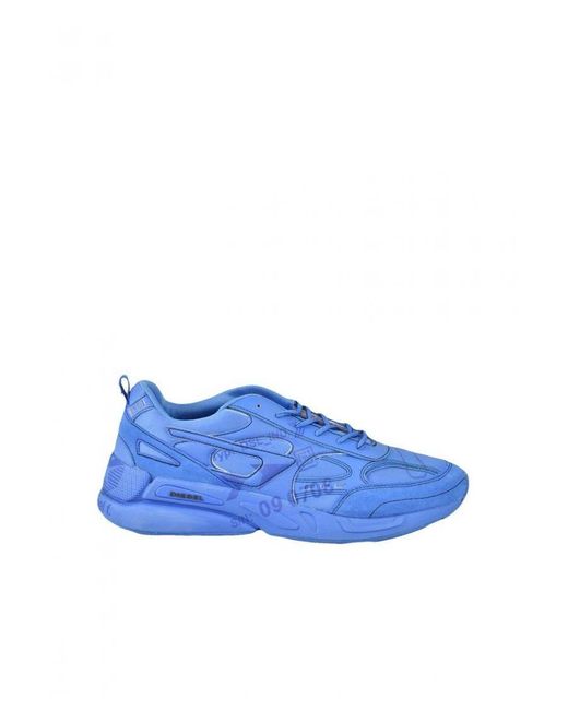 DIESEL Blue Sporty Lace-Up Sneakers With Rubber Sole for men